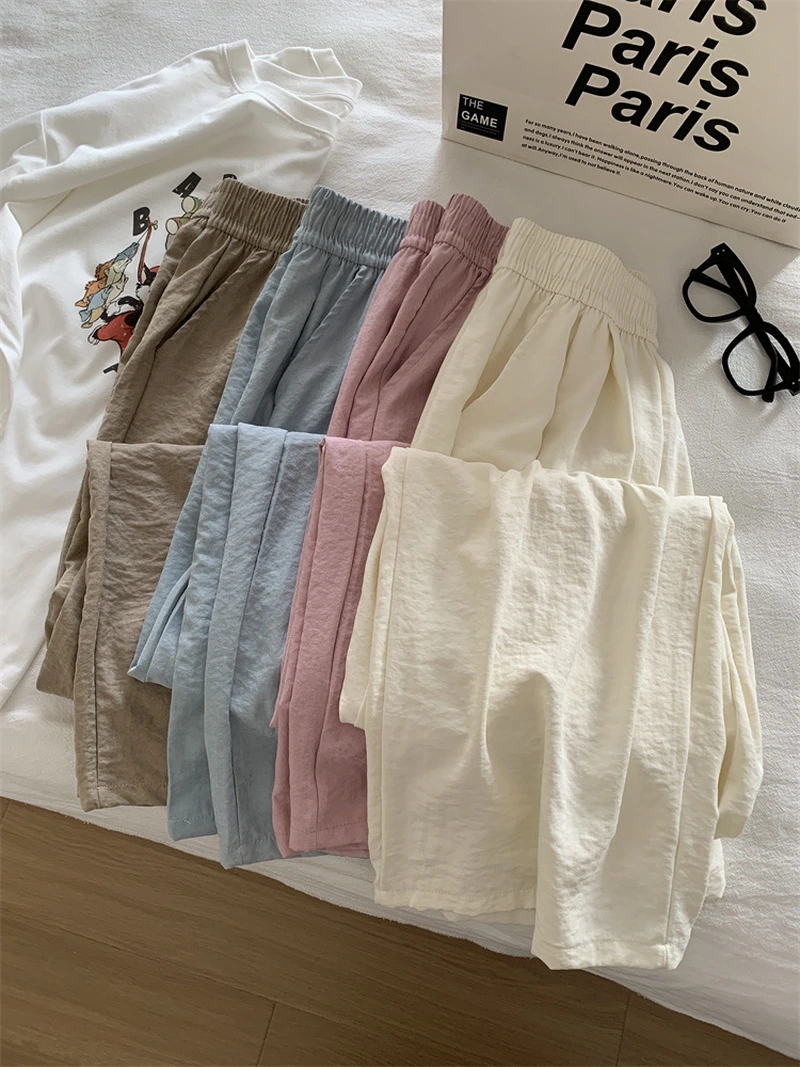 Gentle Cream Cloud Wide Leg Pants Women Loose High Waist Hanging Fog Mop Pants Summer Thin Cool Cool Pants