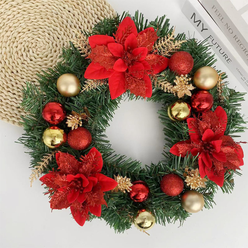 Source Factory Pe Christmas Wreath Package 30Cm Shop Window Door Hanging Hot Christmas Decoration Supplies Specification drawing