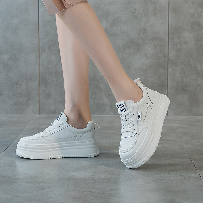 Thick-soled insole height-increasing white sneakers for women 2024 new summer, breathable mesh women's shoes, lightweight and versatile, soft-soled sponge shoes Specification image