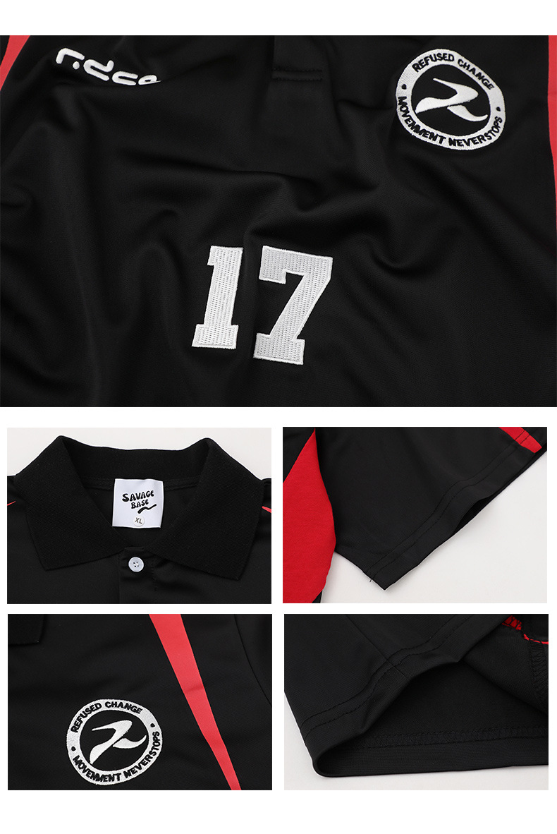 SAVAGEBASE Street color-block motorcycle short-sleeved T-shirt 26 Summer New hiphop sports lapel jersey for men pic 17