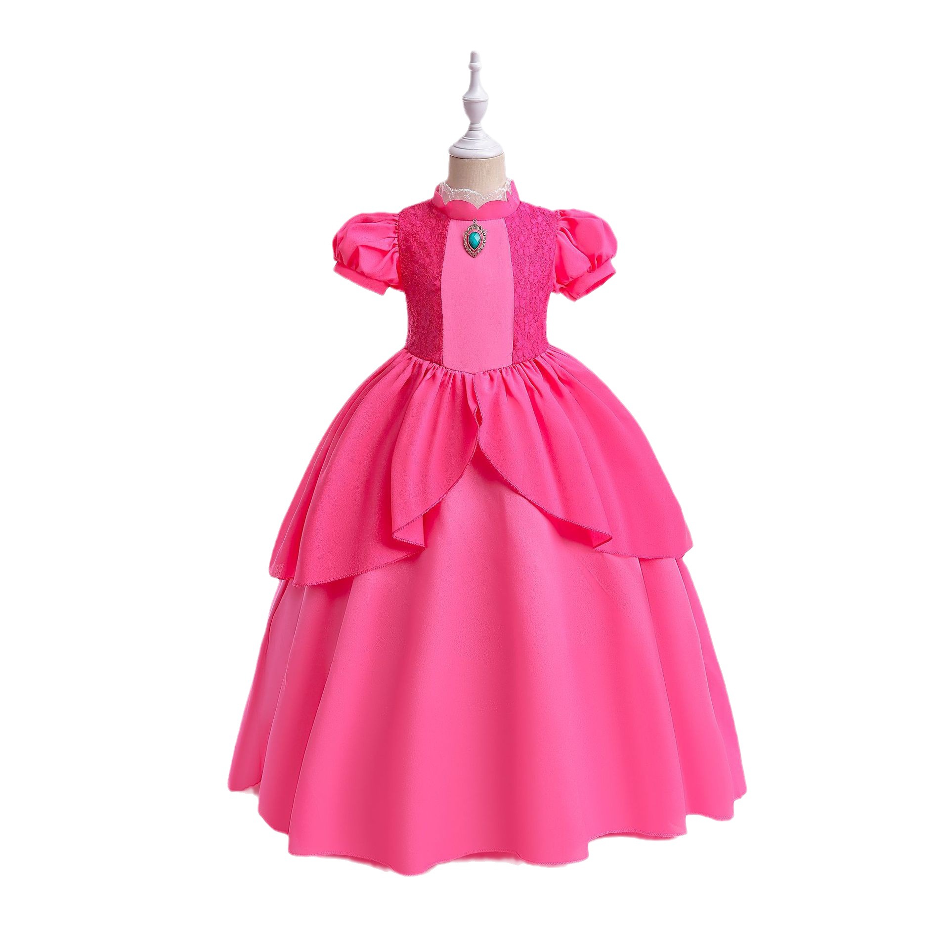 New export product cosplay Princess Peach Girls' dress, lace patchwork puffed sleeve performance costume Item Picture