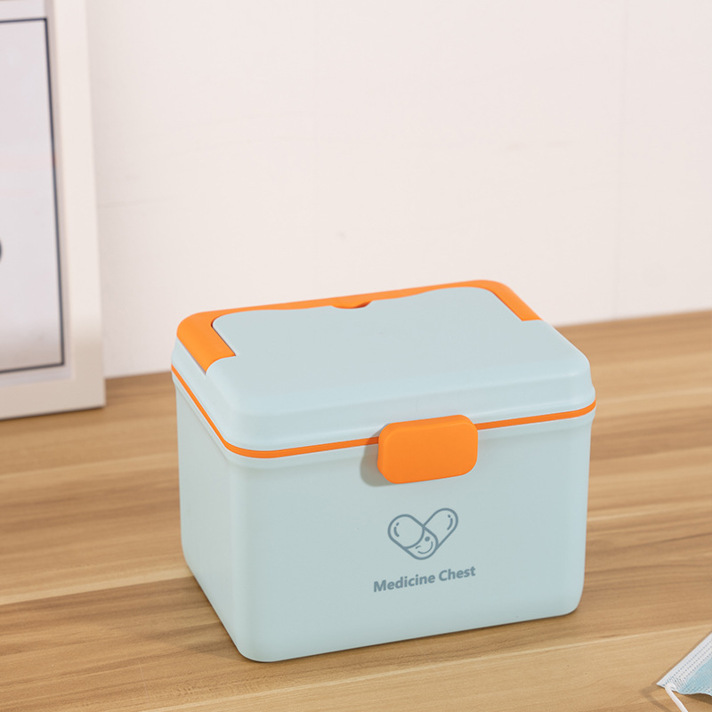 Family double-layer medicine box, large-capacity medicine box, emergency medical care and medical storage, plastic medicine box storage box Specification image