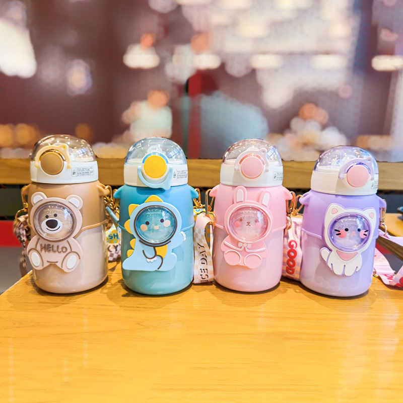 New cartoon soft and cute animal straw insulated cup, 316 stainless steel, popular online celebrity high appearance level, fresh and cute ins water cup