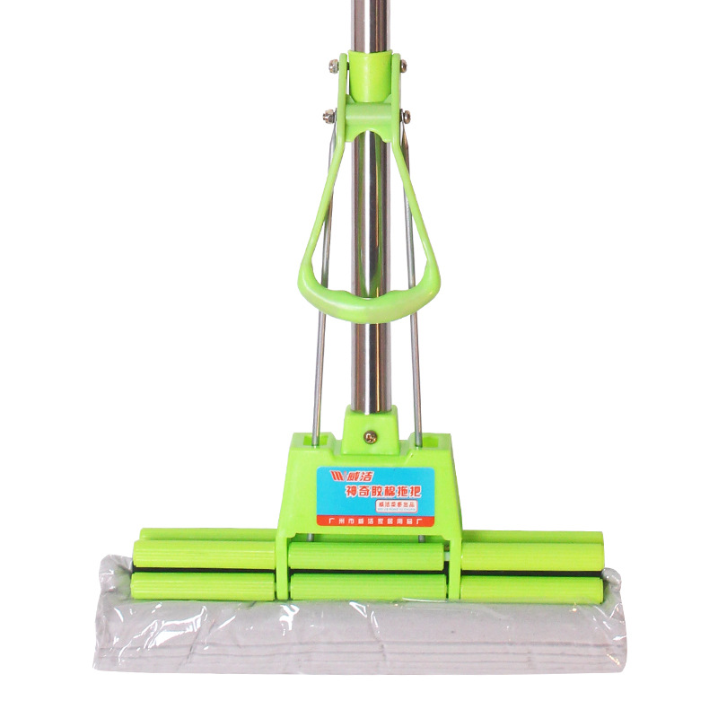 不锈钢杆胶棉/懒人省力拖布白底实物图