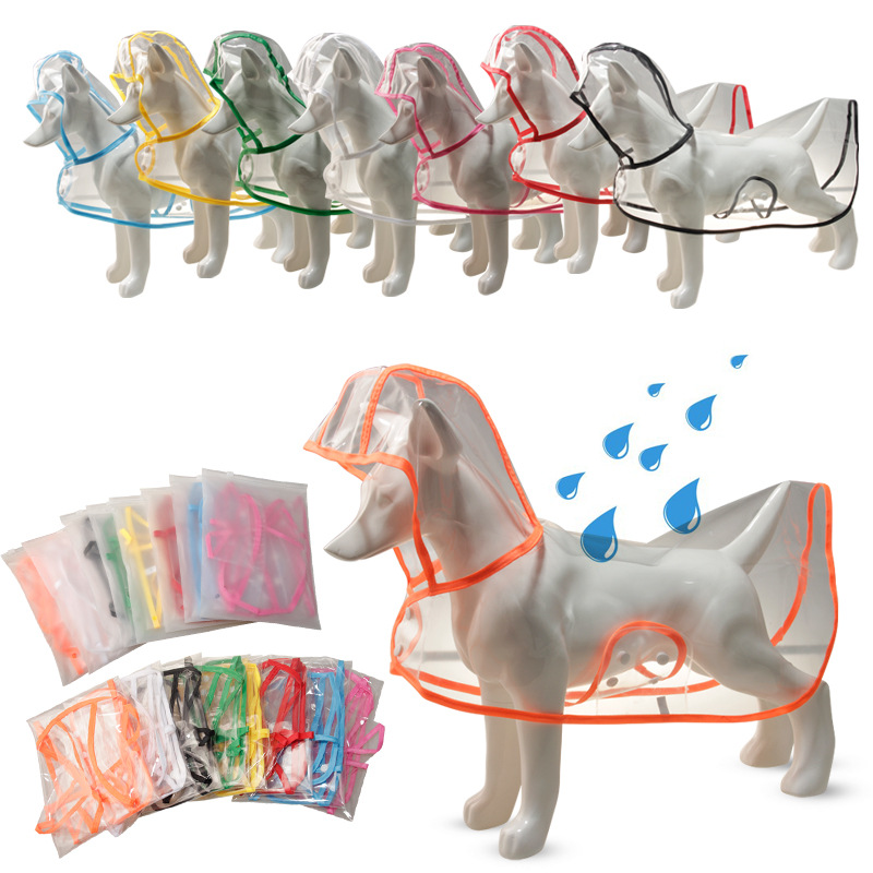 Pet raincoat with cap, transparent dog raincoat, thickened waterproof. Dogs can wear raincoats and pet clothes when going out in the rain