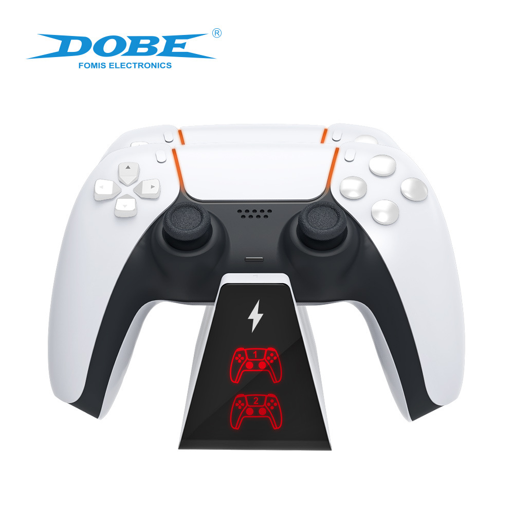 Factory direct sales, cross-border foreign trade, high-quality game console accessories, PS5 wireless controller charger, PS5 game Bluetooth controller charging base, contact points, dual-socket charger Application Scenario
