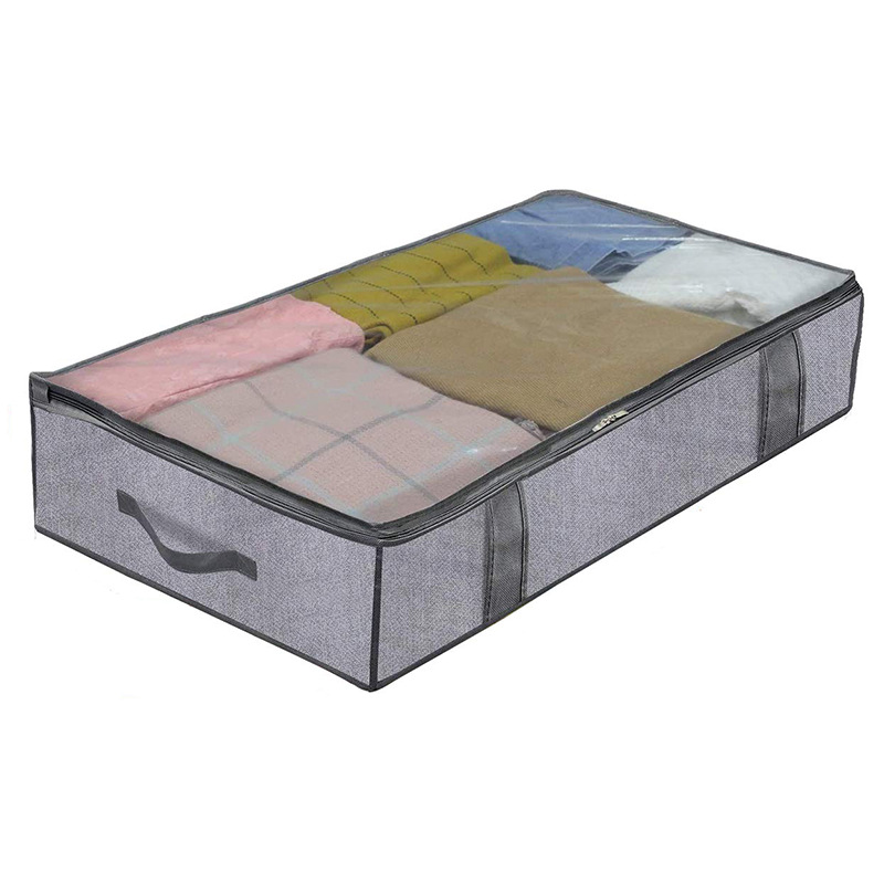 Under the bed storage bag, cross-border blanket, clothing and quilt storage and organization bag, PVC transparent window 4-hand storage bag Item Picture