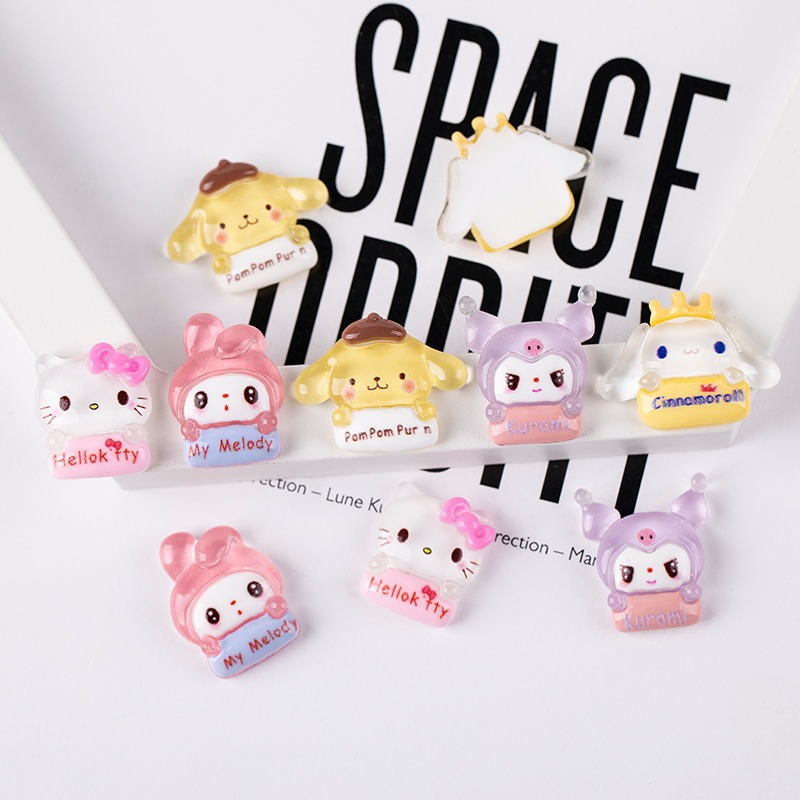 Resin accessory cartoon Sanrio character brand ice transparent handmade diy cream plastic phone case patch storage box decoration Specification image