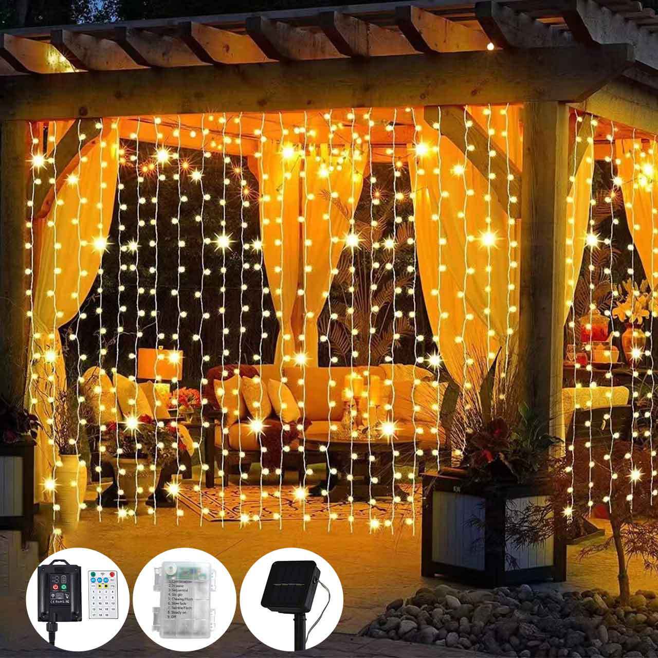 LED窗帘灯卧室满天星网红装饰灯串电池盒瀑布冰条灯圣诞节日串灯