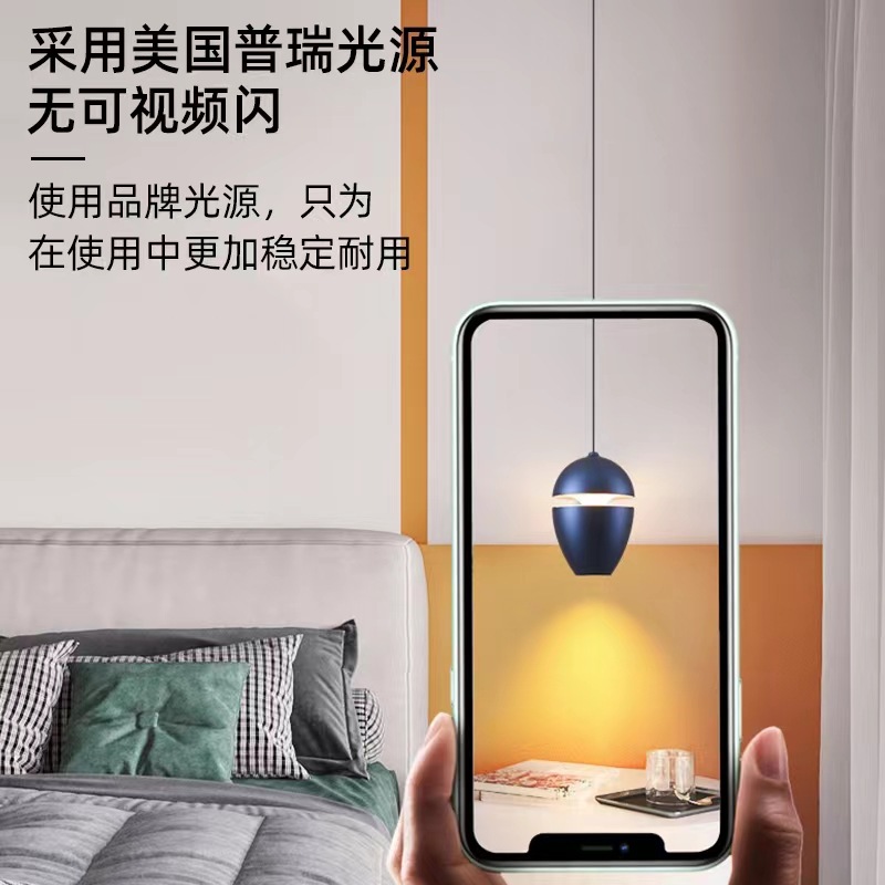 Bedside Chandelier Bedroom Nordic Modern Very Simple Creative Personality Light Luxury Restaurant Lifting Line Corridor Corridor details Picture