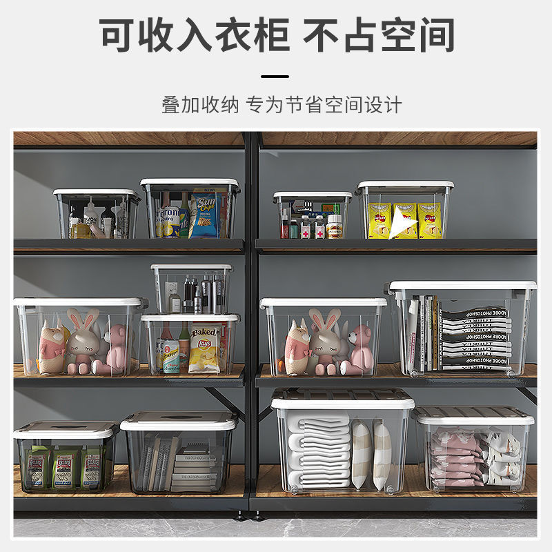 Storage Box Household Storage Box Transparent Sundries Toy Storage Box Large Clothes Organizer Box Snack Plastic Wholesale Application Scenario