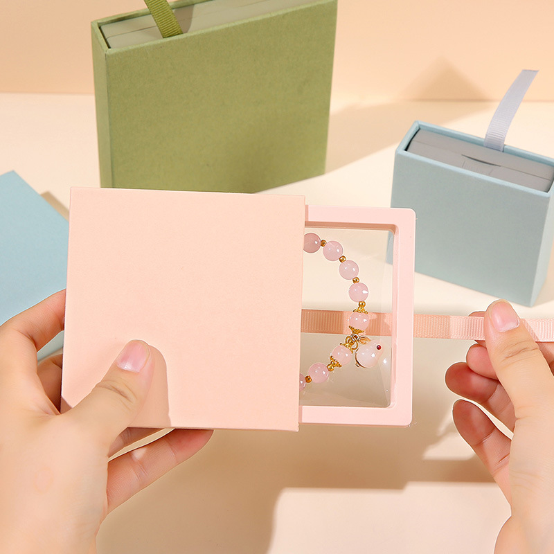 现货防氧化PE膜悬浮包装盒穿戴甲高级感抽屉盒手链文玩包装抽拉盒