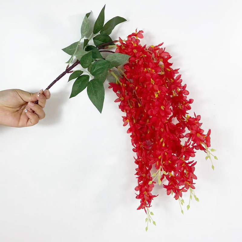Other Simulation Crafts Wisteria Flower Strip Simulation Flower Wedding Ceiling Decoration Bean Flower String Plastic Rattan Small Hanging Basket Specification drawing