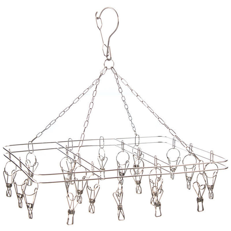 Stainless Steel Hosiery Rack Windproof Thick Solid Household Multi-Clip Hosiery Rack Disc Multi-Function Drying Clothes Hanger Clip Item Picture