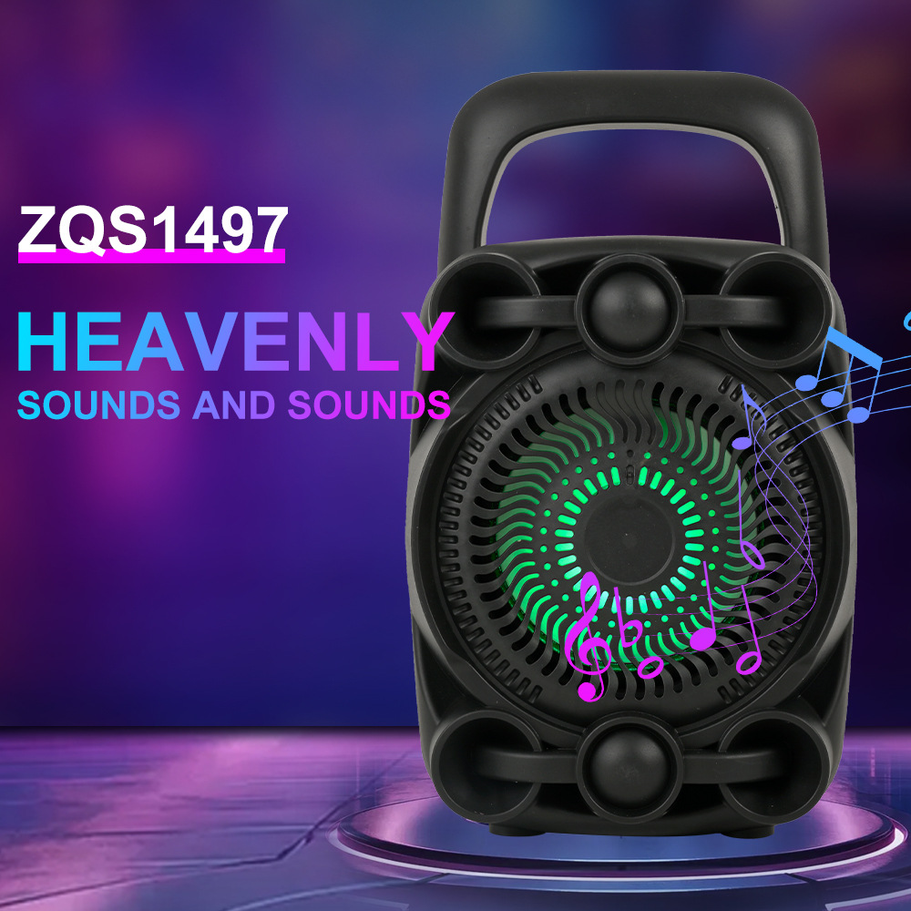 SING-E ZQS1497 new Bluetooth speaker, wireless portable with color-changing lights, outdoor square dance and karaoke speaker details Picture