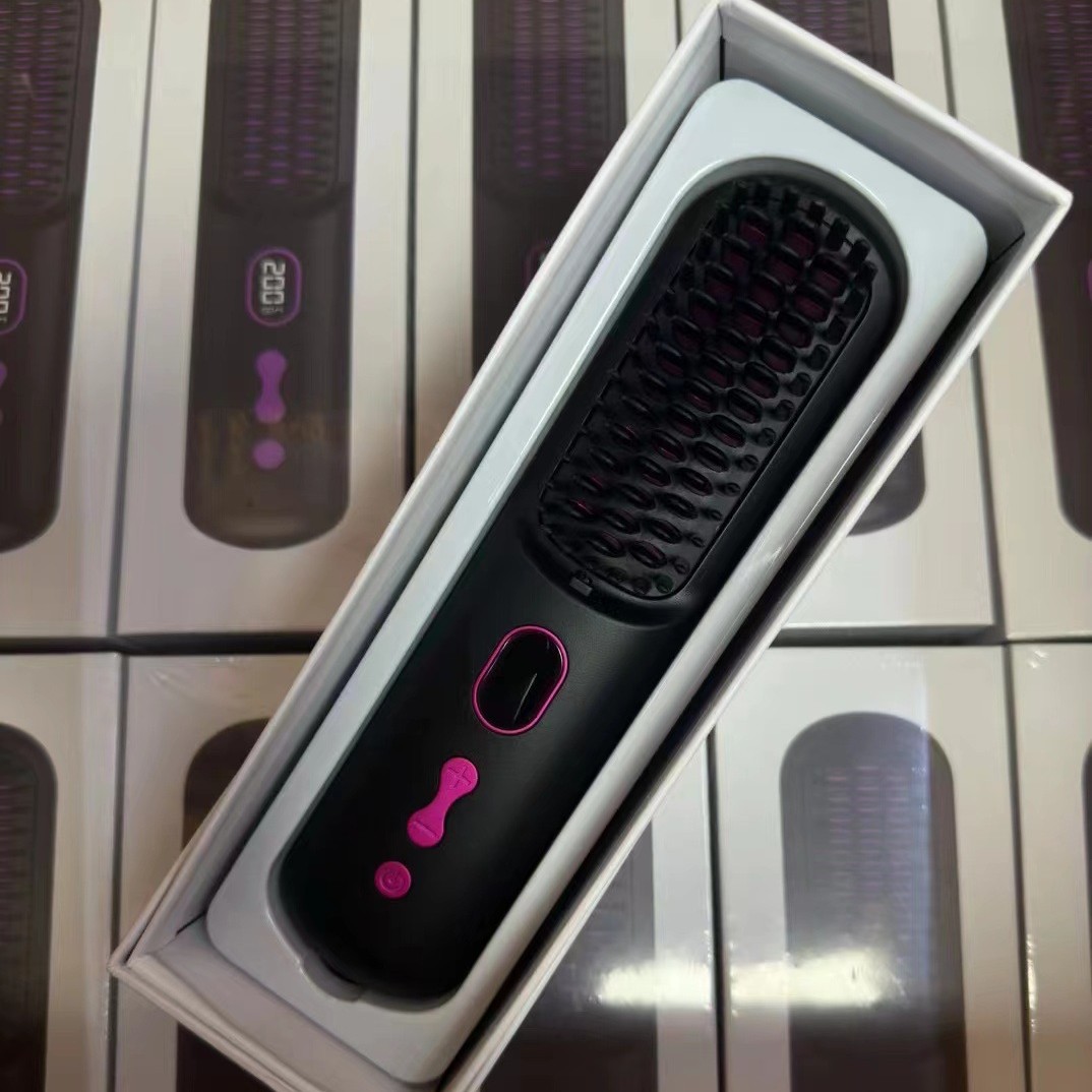 In stock, we offer cross-border wireless hair straightening combs with negative ions that do not damage hair. They are portable and have an ultra-long standby time, making them a perfect hair straightening tool details Picture