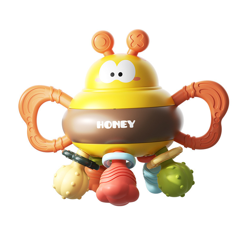 Cartoon bee handbell Manhattan ball 1-3 years old hand grip ball Baby teether 3-in-1 Soft teether ball Item Picture
