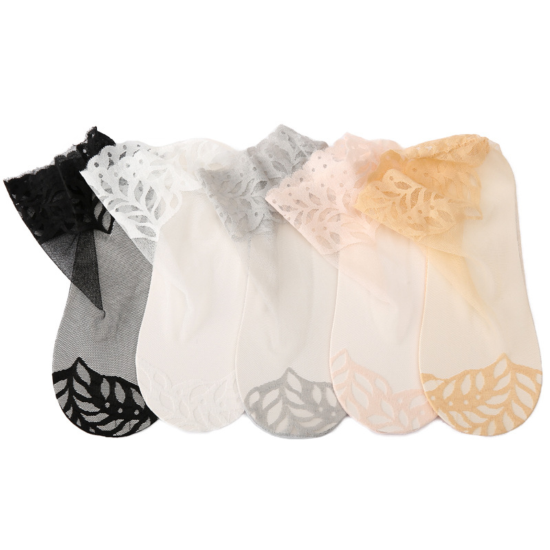 Wholesale of Korean style women's thin summer breathable pure cotton breathable mid-calf ins style lace lace mesh sock Item Picture