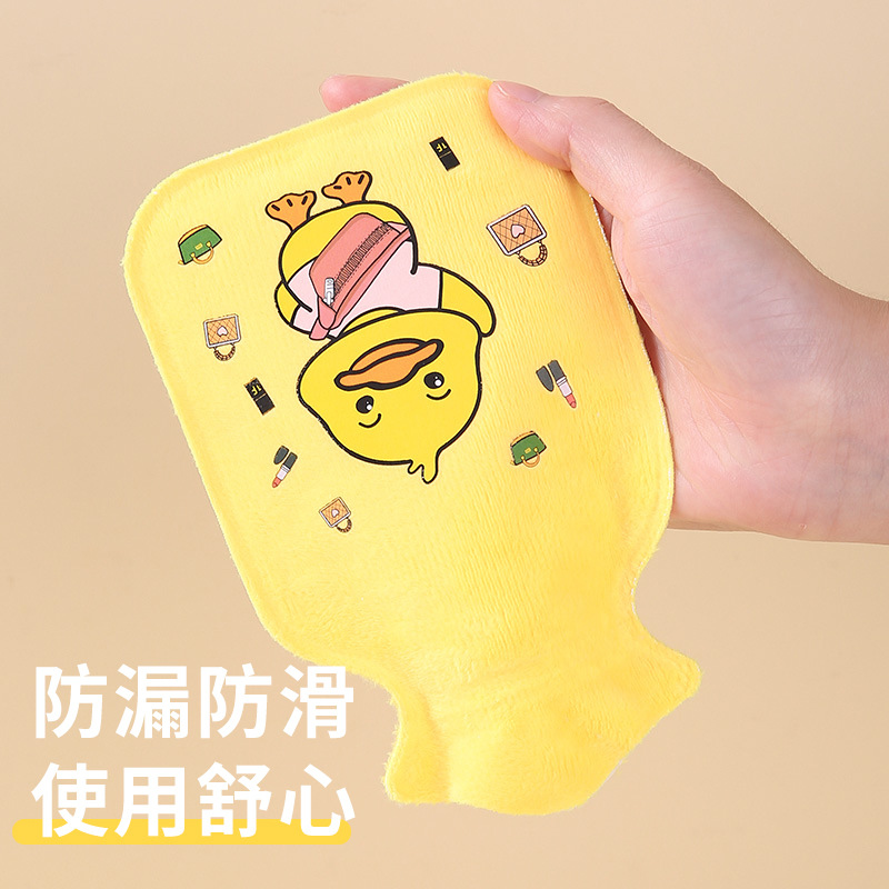 Water Hot Water Bag Thickened Rubber Cute Plush Hand Warmer Treasure Winter Student Warm Water Bag Large Portable Warm Baby Application Scenario