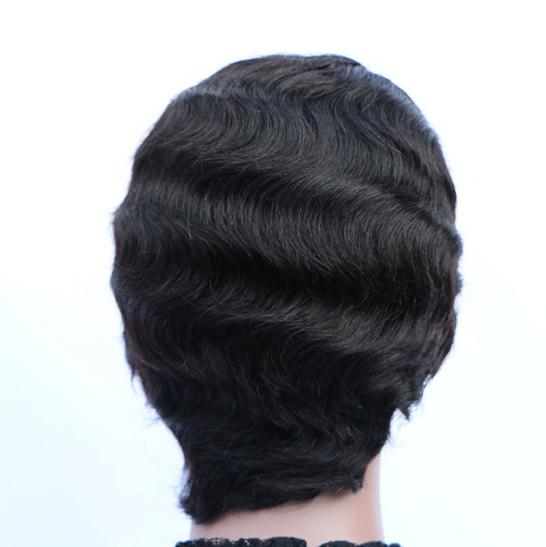 European and American wig, female real hair mechanism, retro Shanghai hairstyle, full real hair, wavy short curly hair cover, human hair Application Scenario