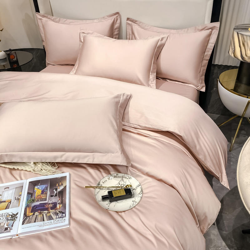 Light luxury all-cotton 100-count long-staple cotton non-embroidered four-piece set, pure cotton brocade bed sheets, duvet covers, bed caps and bedding Specification image