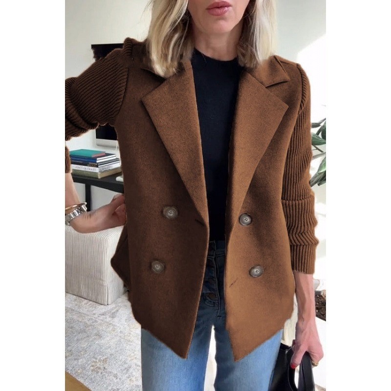 Amazon Spring 2025 New cross-border European and American export women's fashion and elegant woolen patchwork coat Application Scenario