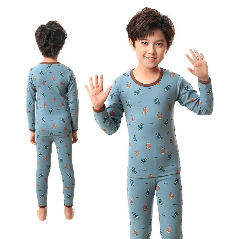 Yu Zhaolin Zhongda Children's Cotton and Wool Set, children's long Johns and long pants set, cotton comfortable base undergarments, cotton clothes and cotton pants Item Picture