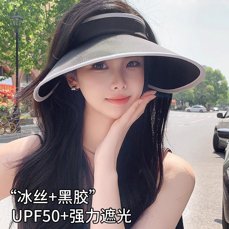 Empty Top Sun Block Hat Women's Summer Uv Protection Outdoor Riding Hat Large Brim Shade Face Peach Heart Shade Sun Hat details Picture