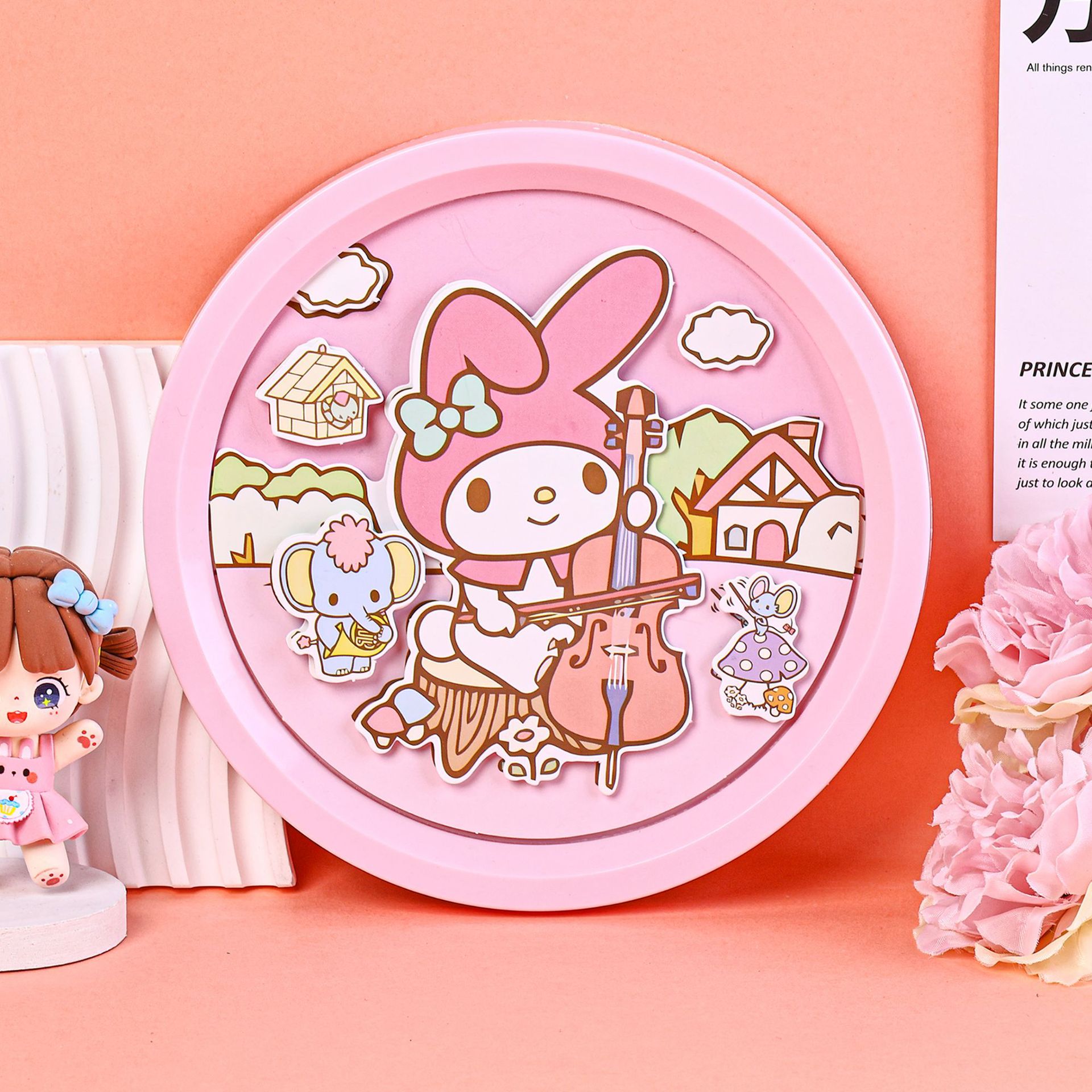 Round 3D Stereoscopic Picture Frame Painting Set Children Creative Self-Made Hand-Made Adhesive Painting Sanrio Series Of Overlapping Paintings