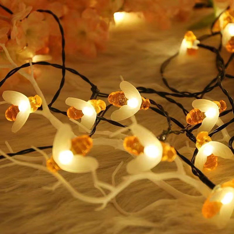 New led solar light string, festival decorative light string, outdoor led solar little bee light string
