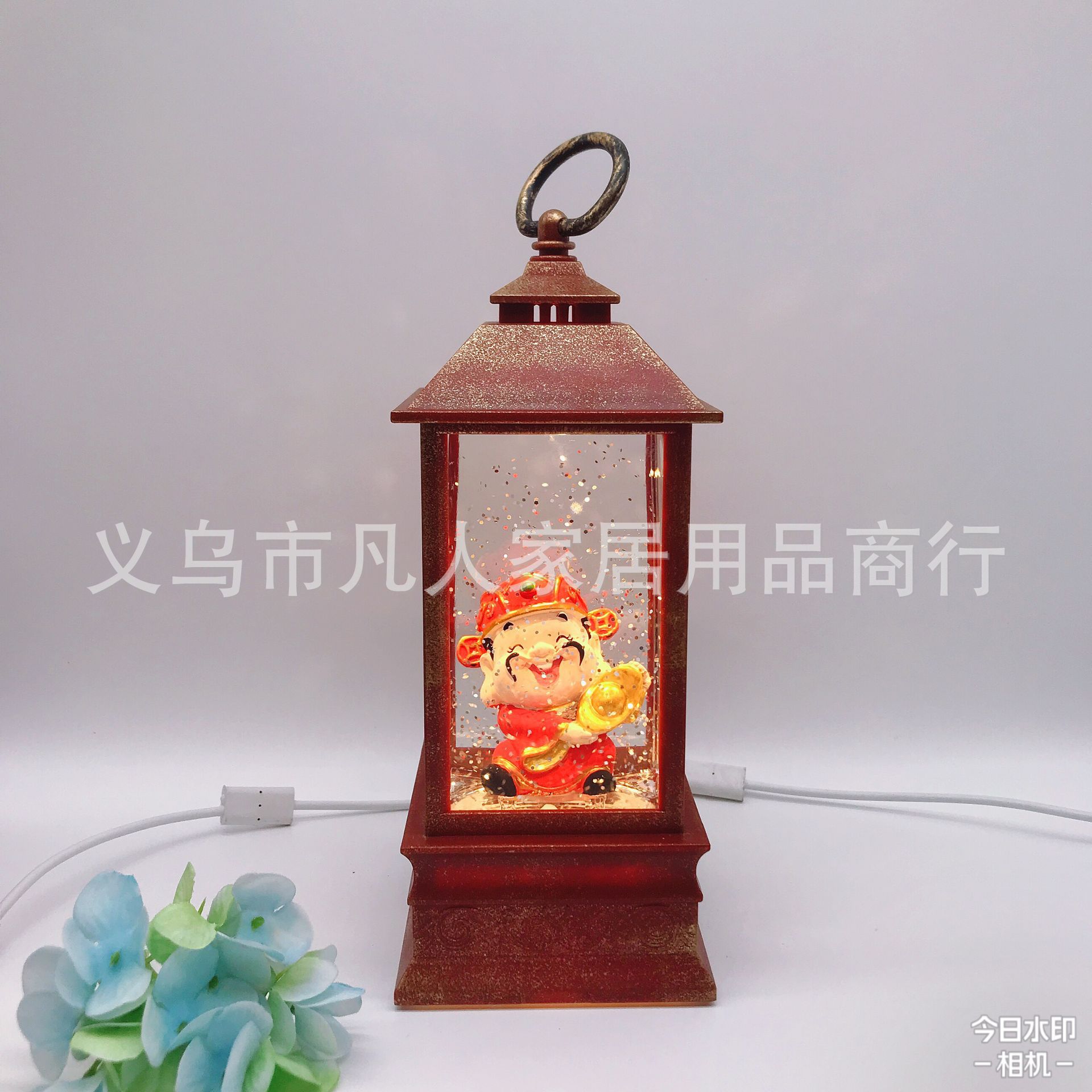 Opening Of Water-Flood Wind Light Snow Music Box Festive Creative Gift Music Box God Of Wealth Decoration Specification drawing