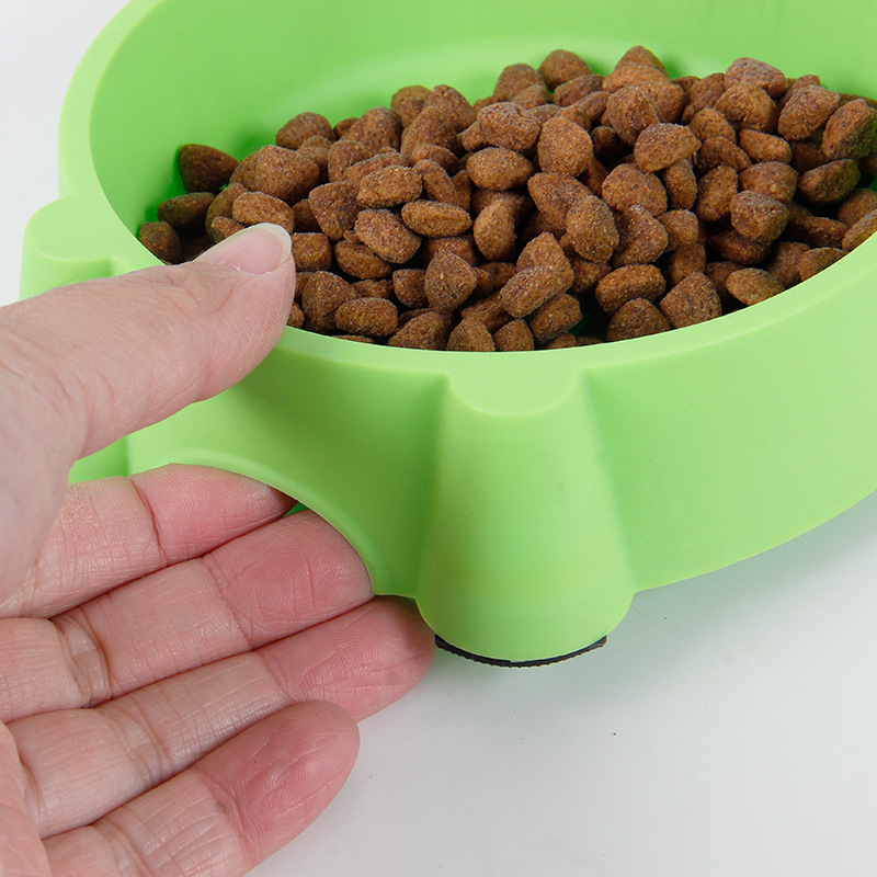 Pet bowl Environmentally friendly plastic non-slip cat face bowl Candy color four colors optional anti-upset cartoon pet feeding bowl details Picture