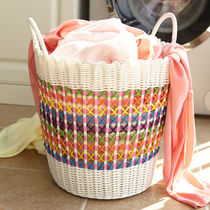 Clothes storage basket Light luxury dirty laundry basket rattan blue box to put clothes toys frame home net red clothes basket bucket