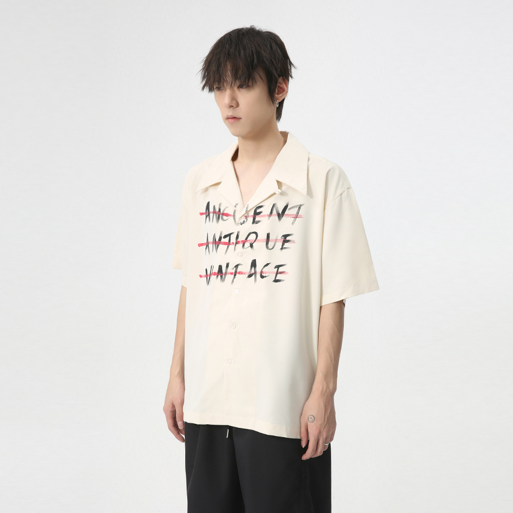 MTLCLOTHES men's Wear: 2024 Summer Collection New American fashion letter design sense lapel shirt short-sleeved trend details Picture