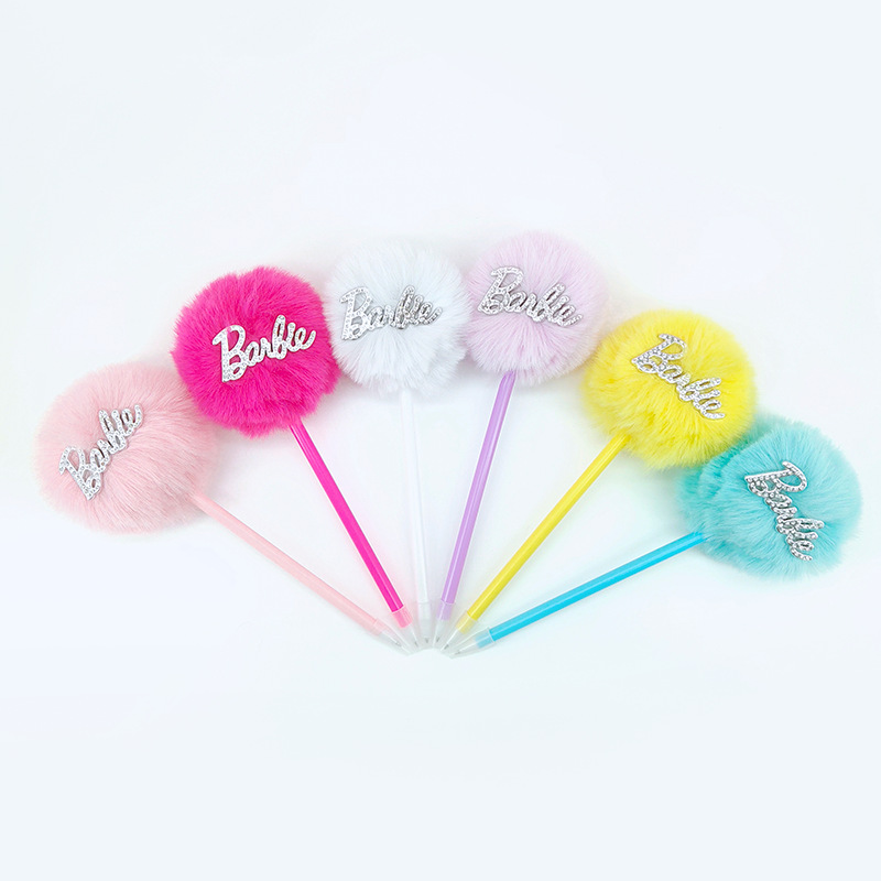 Barbie Girlish heart, student, cute plush pen, super cute, Internet celebrity, personalized pom-pom pen, gift pen, ballpoint pen Specification image