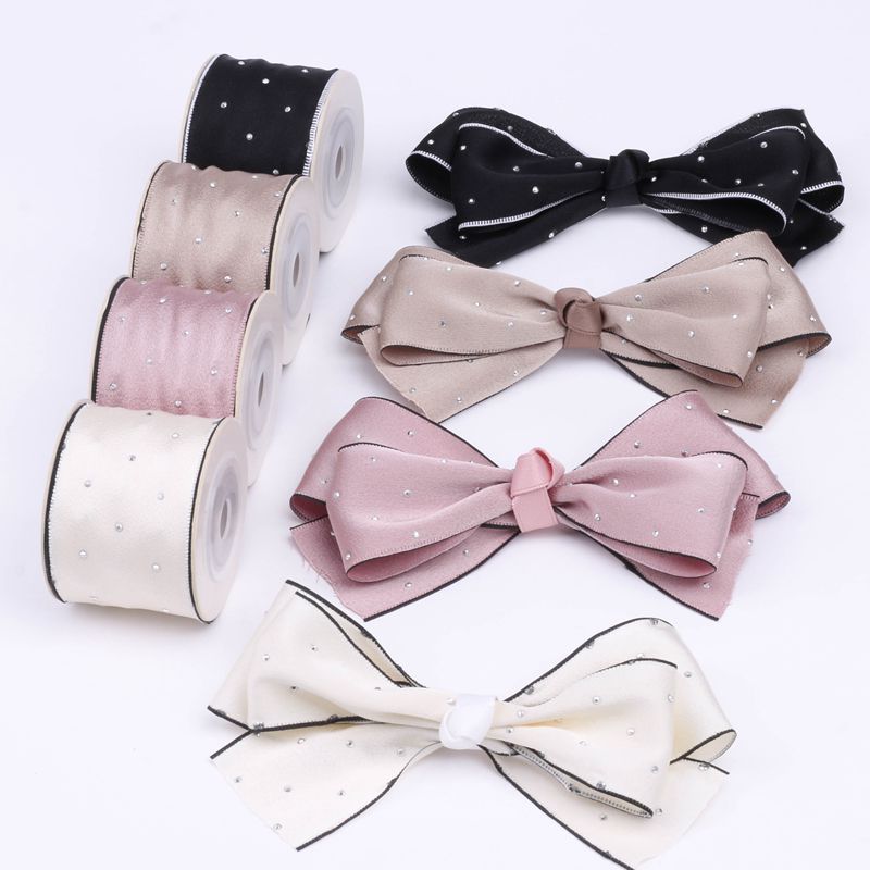 One Side Imitation Ice Silk Hot Drill Webbing Diy Hair Bow Flower Gift Box Packaging Collar Dress Accessories