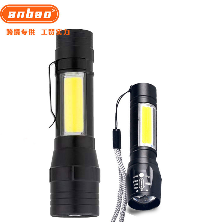 Strong light USB charging telescopic flashlight, aluminum alloy telescopic zoom emergency flashlight, LOGO gift promotion light