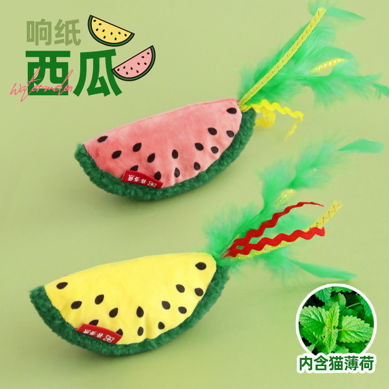 Xiduoyu's new cat toys, Xiangpaper watermelon catnip dolls, durable and popular pet supplies wholesale