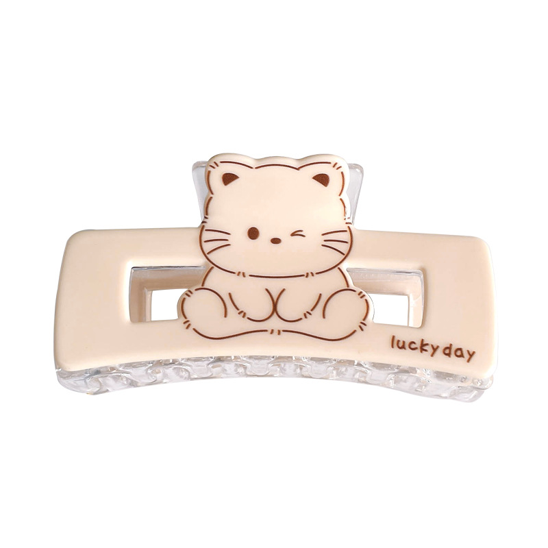 New animal cat square large gripper, high-end and cute girl shark clip, acetate board hair gripper Item Picture