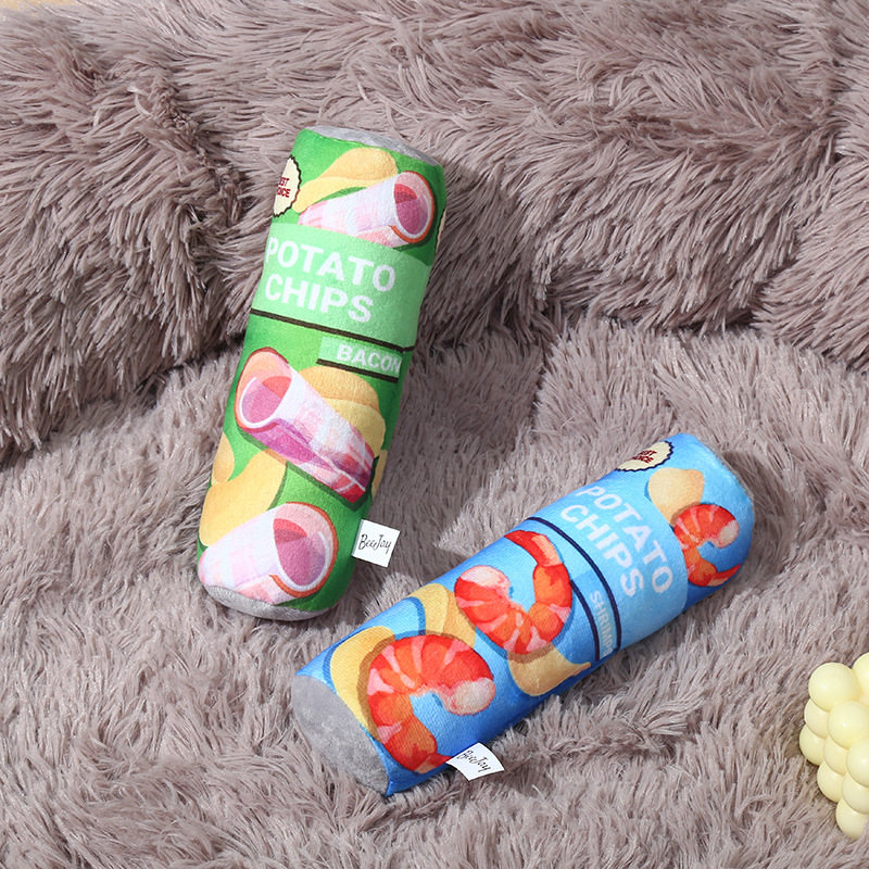 Wholesale of cross-border best-selling pet dog vocal toys, tooth-grinding and tooth-cleaning durable cans, potato chips, and plush toys from the manufacturer details Picture