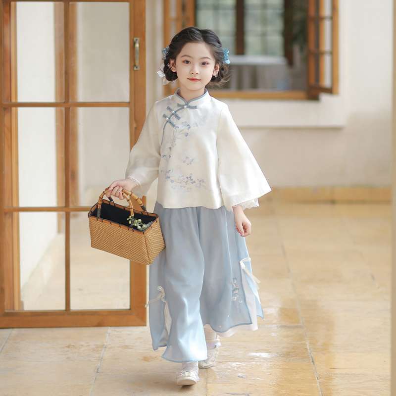 National Trend - Hanfu Girls' Spring and Autumn Collection, New Chinese-style Tang Suits for children, Ancient Style, Super fairy-like Long-sleeved National style sets, Mid-Autumn Festival Traditional Chinese Culture children's Clothing Item Picture