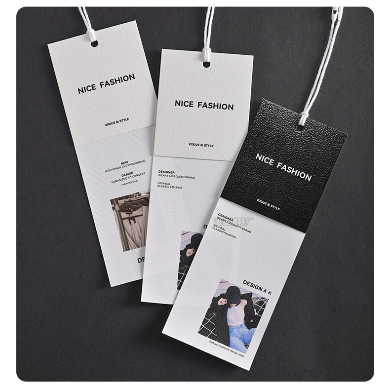 新款服装吊牌个性纹理挂牌厚胶带防撕吊卡设计定做商标通用标签详情13