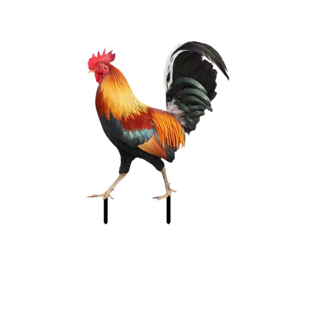 Cross border three-dimensional simulation rooster courtyard ground insert acrylic garden outdoor decoration mirror plug-in Item Picture