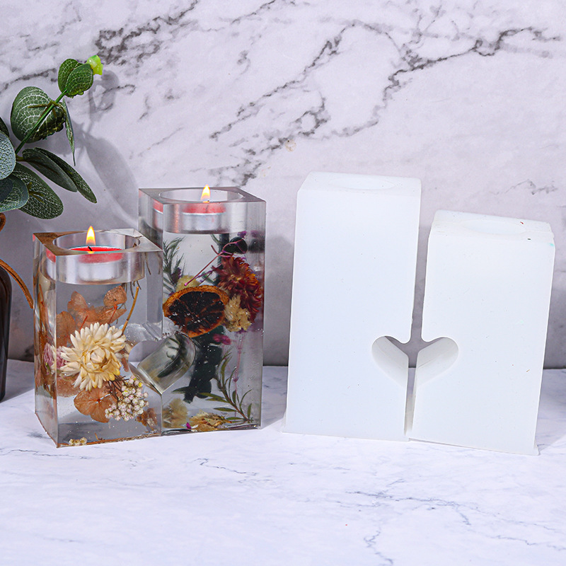 Two types of diy silicone molds for rectangular heart-shaped candlesticks are selling well details Picture