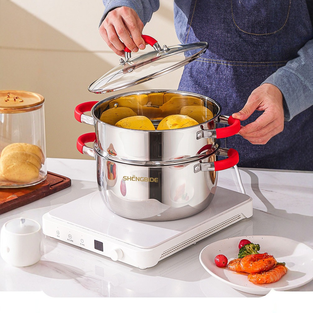 Chaozhou Hufa Cross-border Cookware Stainless Steel Pot Set 16-piece Set with Silicone Handle Complete Set for foreign trade Specification image