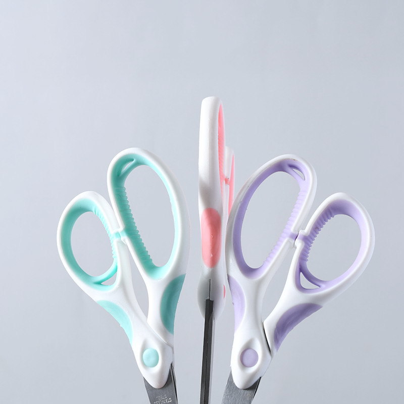 ins Macaron color art scissors wholesale two-color trumpet student stationery air cushion scissors office labor saving hand scissors Application Scenario