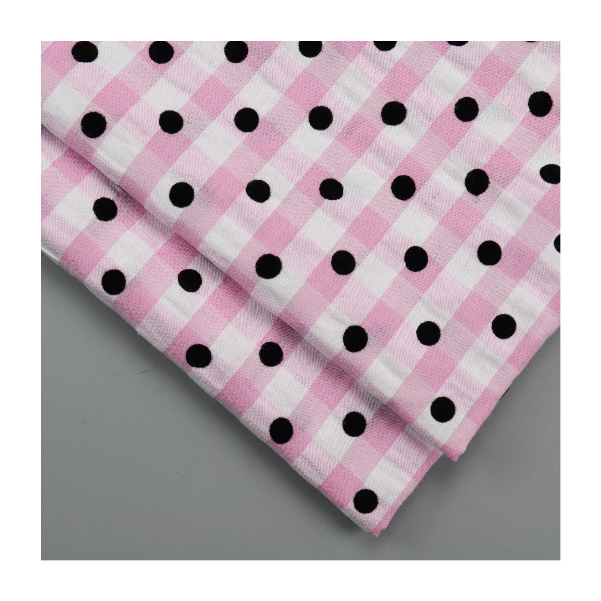 Tc Sunrise Grid Pink Bubble Grid Spring Summer Shirt Dress Hair Accessories Polka Dot Flocking Decorative Fabric In Stock Item Picture
