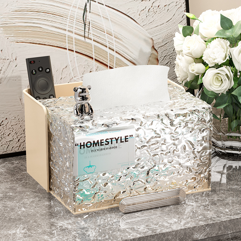 Glacial Tissue Box Advanced Sense Living Room Coffee Table Table Table Tray Tray Tray Mobile Phone Rack Paper Box Storage Box details Picture