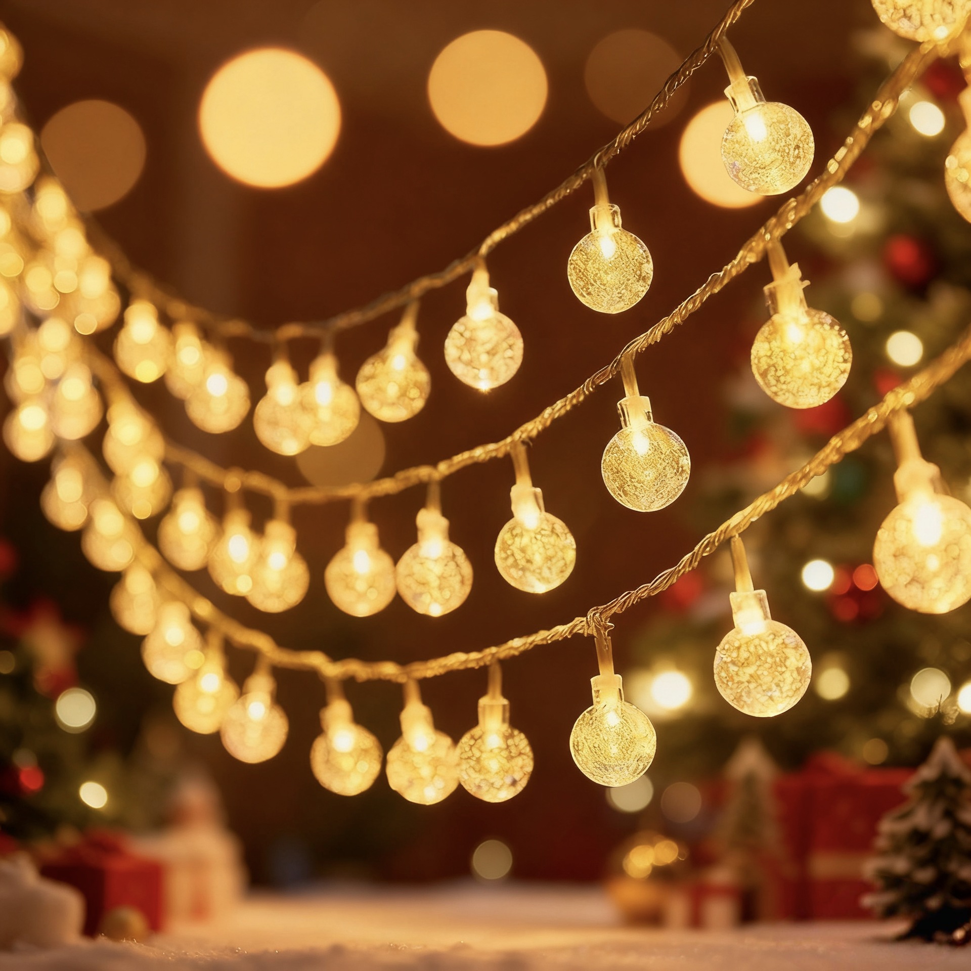 Cross-border led solar light strings, courtyard outdoor waterproof bubble ball colored lights, Christmas camping ultra-bright ins ambient lights Application Scenario