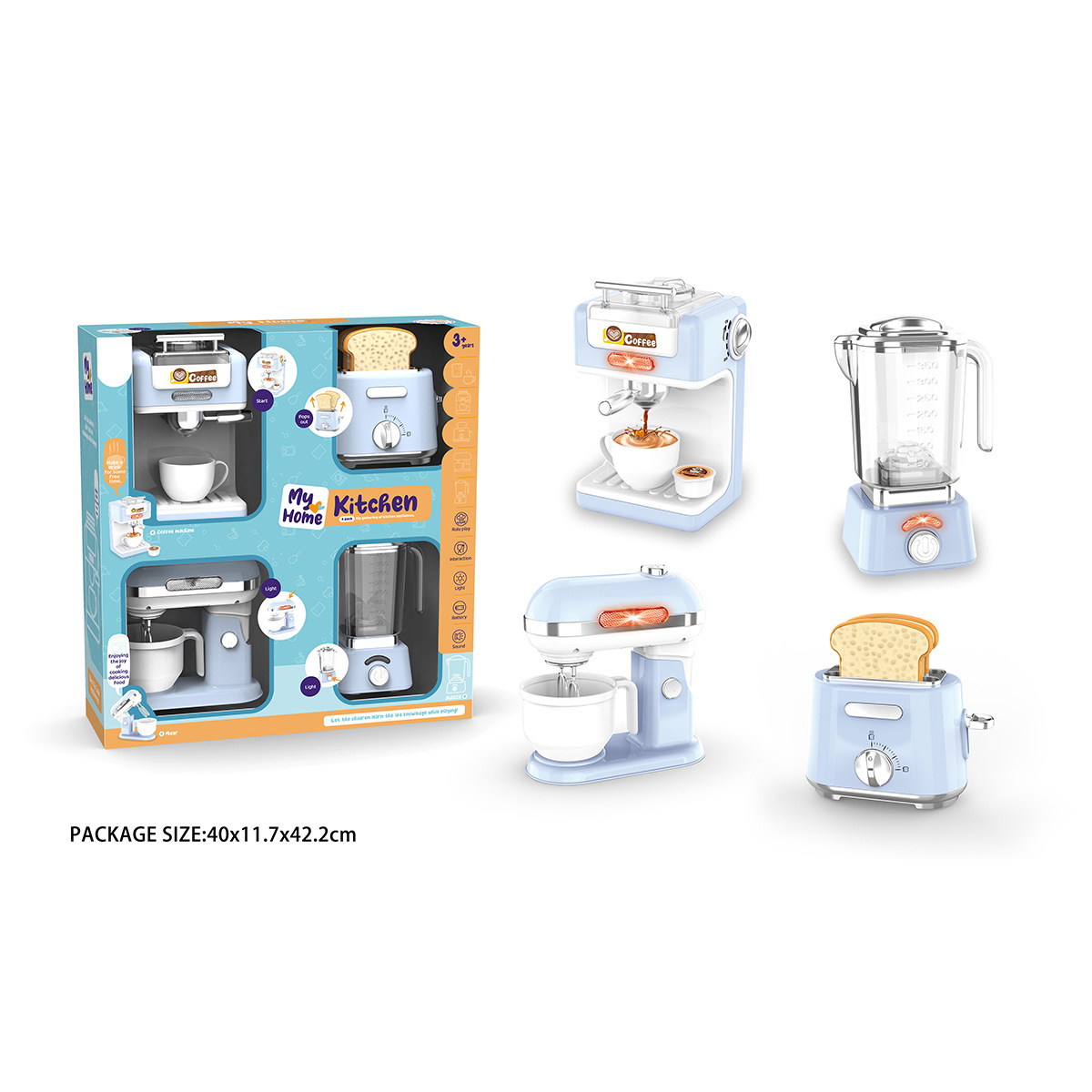 Children's fun kitchen set, house play toys, bread machine and coffee machine set, simulation cooking and educational toys Specification image